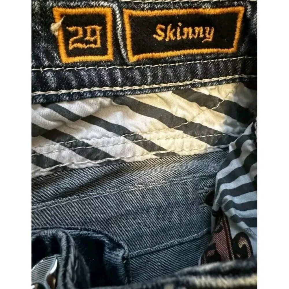 Rock Revival Blue Skinny Jeans with Embroidered Pockets - Picture 9 of 10
